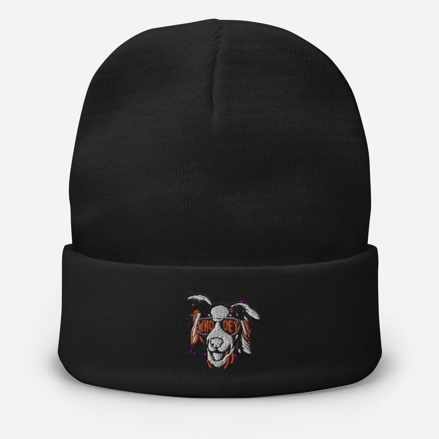Border Collie Who Dey Embroidered Beanie