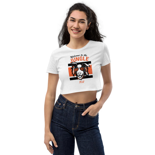 Border Collie Welcome to the Jungle Organic Crop Top
