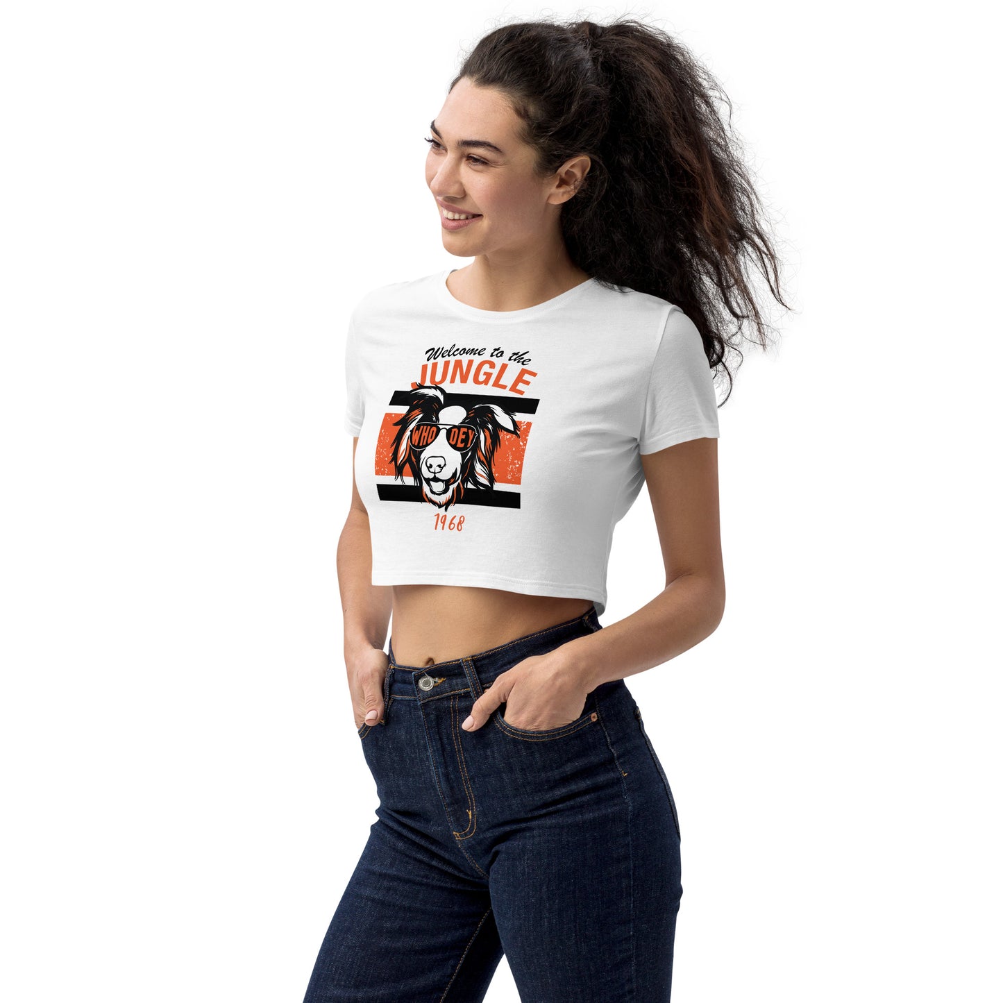 Border Collie Welcome to the Jungle Organic Crop Top