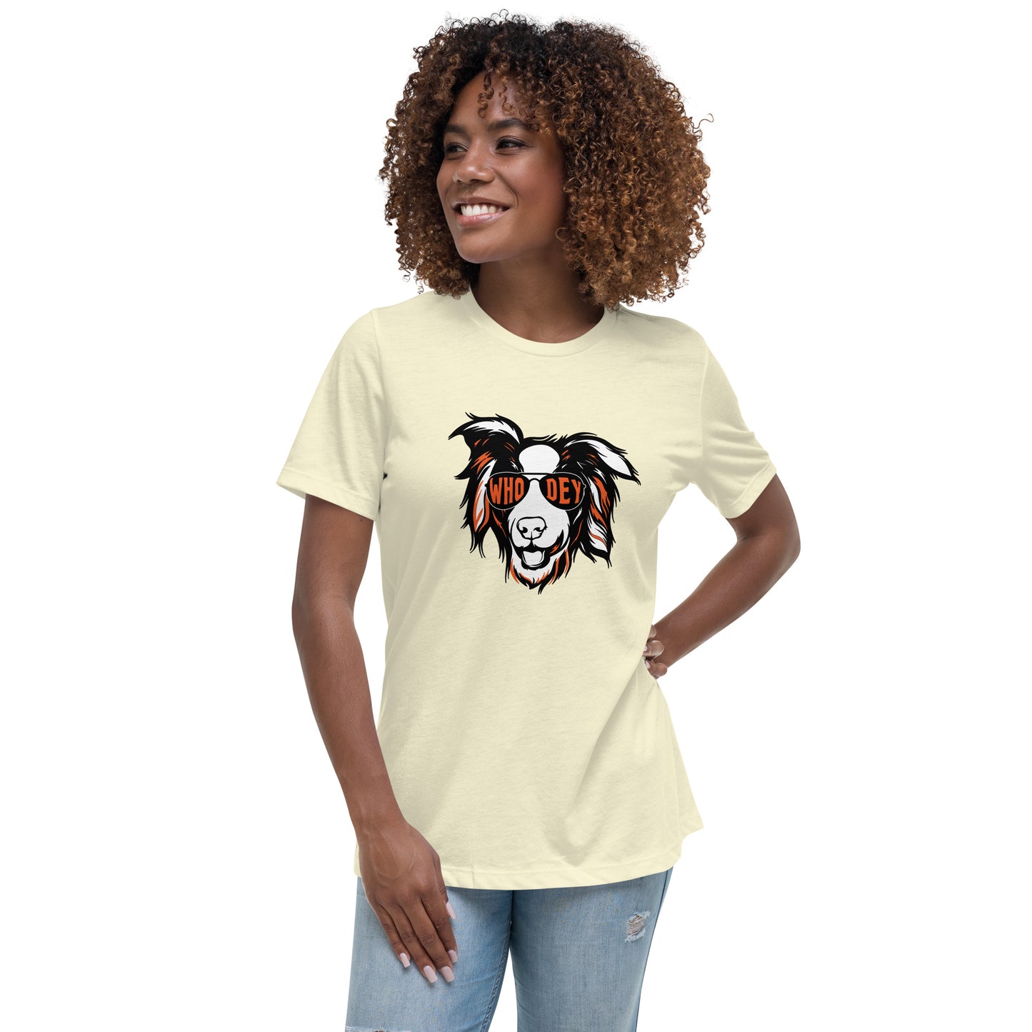 Border Collie Who Dey Women's Relaxed T-Shirt