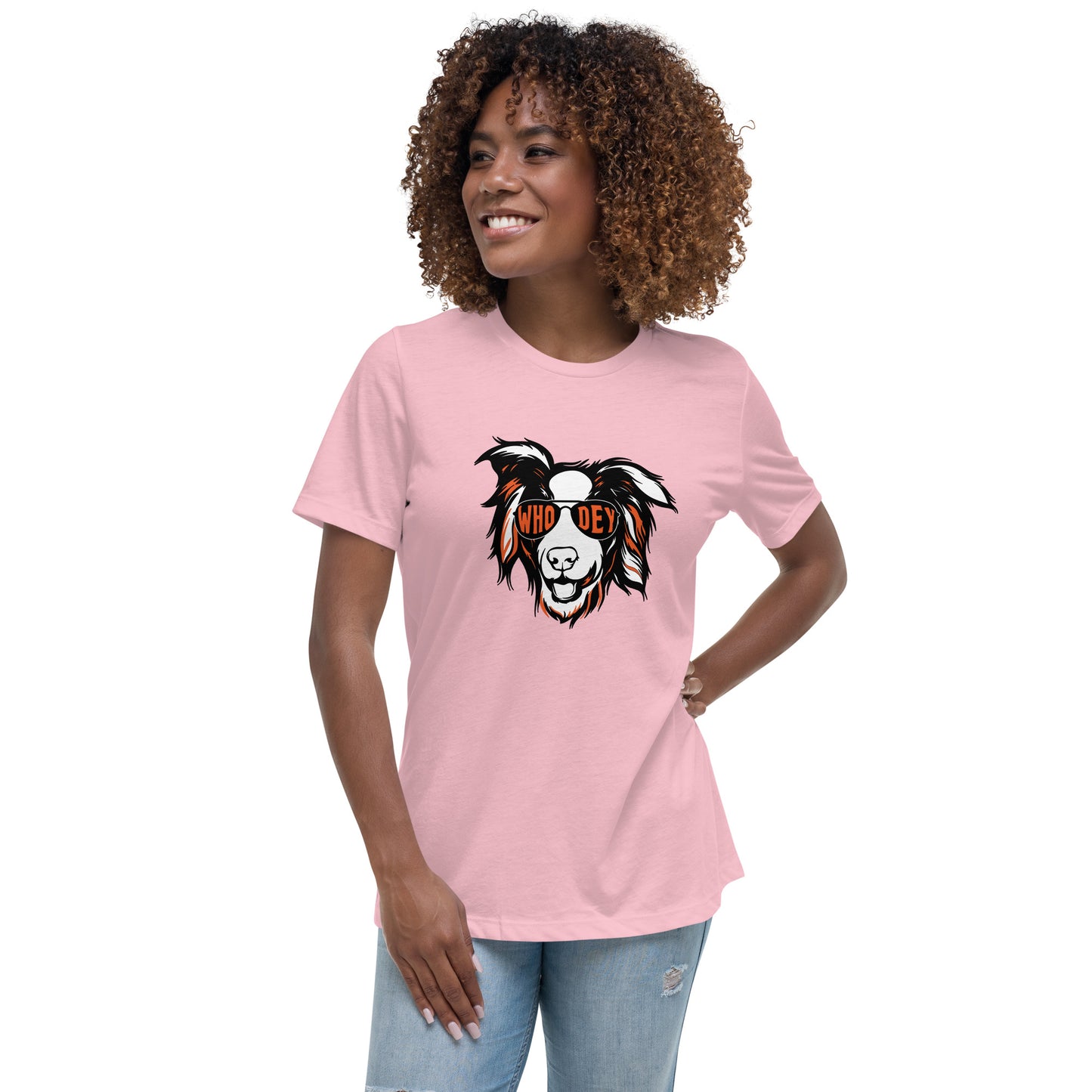 Border Collie Who Dey Women's Relaxed T-Shirt